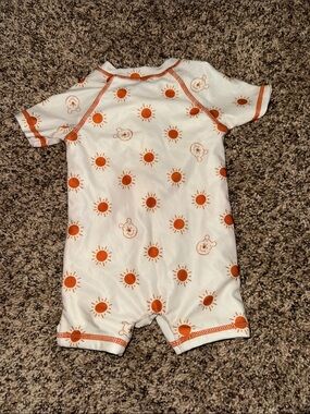 Disney Kids One-Piece Swim Suit White with Orange Sun Print
